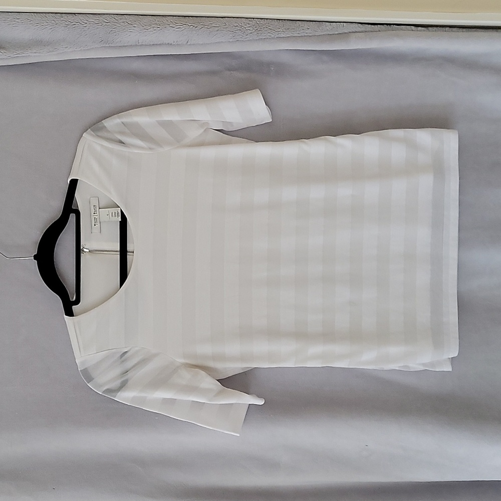 WHBM White Striped Fitted Top